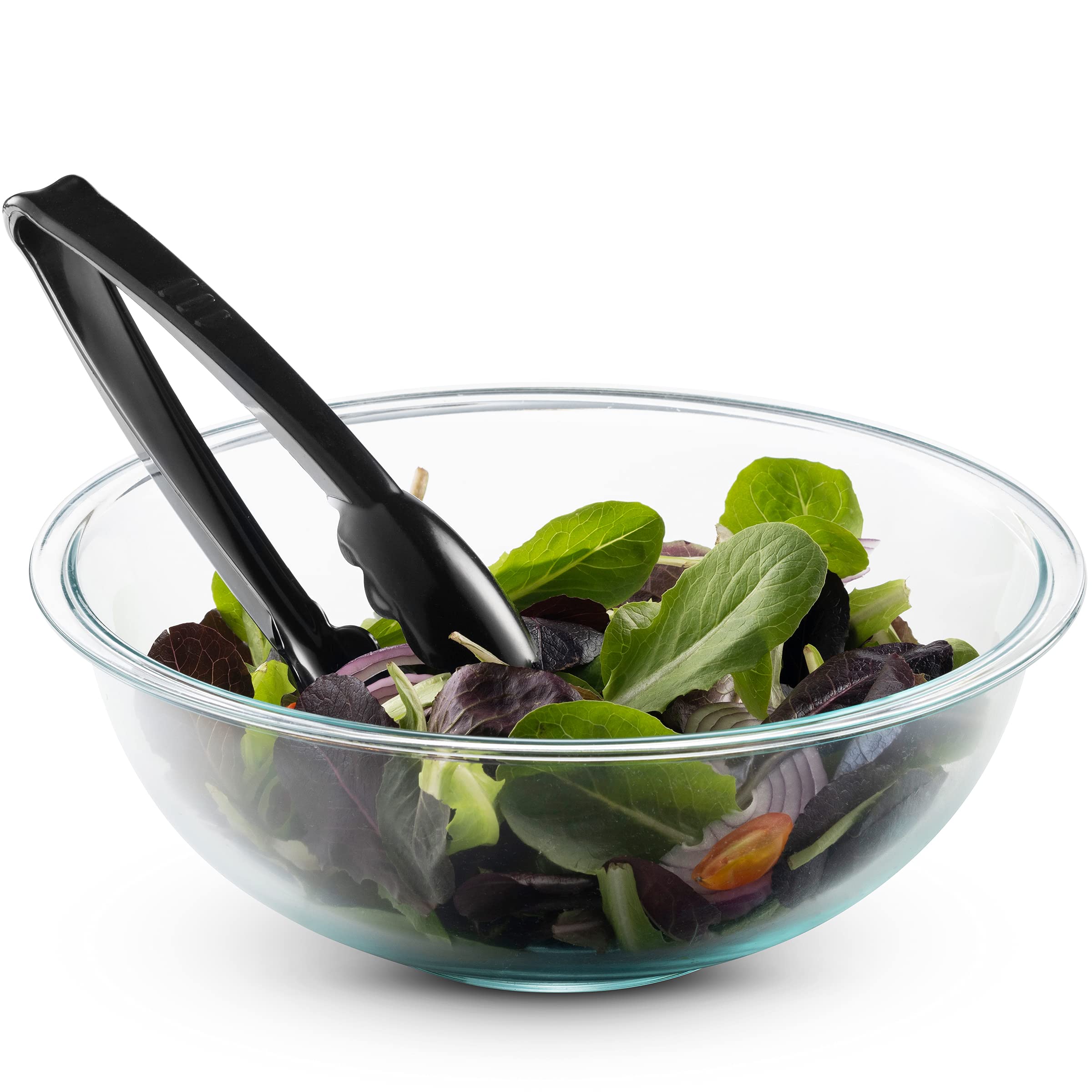 Plastic Tongs for Serving 9 Inch - Heavy-Duty Hard Plastic Reusable or Disposable Serving Tongs for Catering, Dinner Parties, Banquets, Buffets, Events, Weddings and Everyday Use, Black